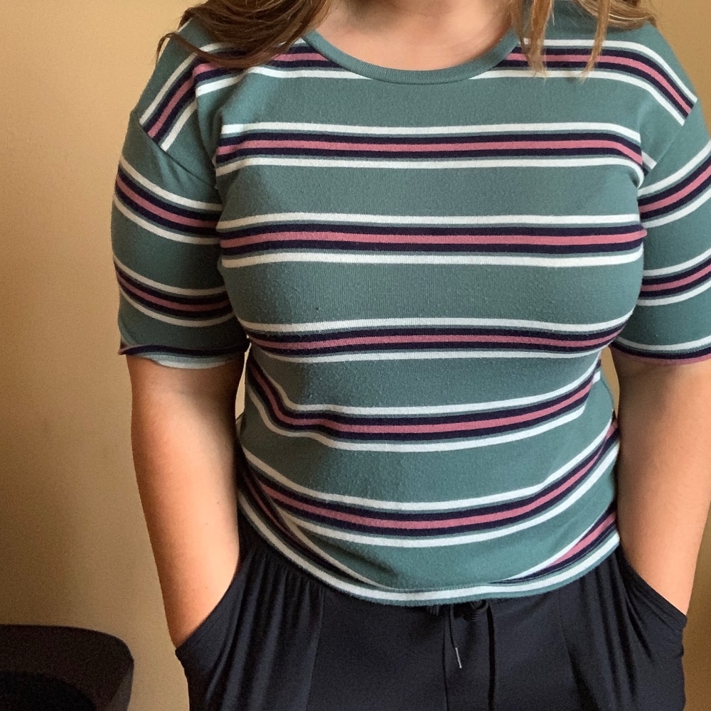 Pink Rose Striped Top